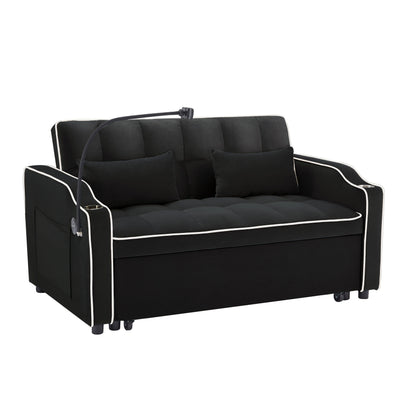Versatile foldable Velvet sofa bed with Adjustable Back USB Port Phone Stand
