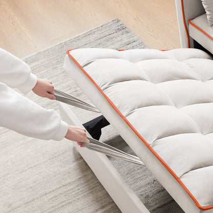 Versatile foldable Velvet sofa bed with Adjustable Back USB Port Phone Stand