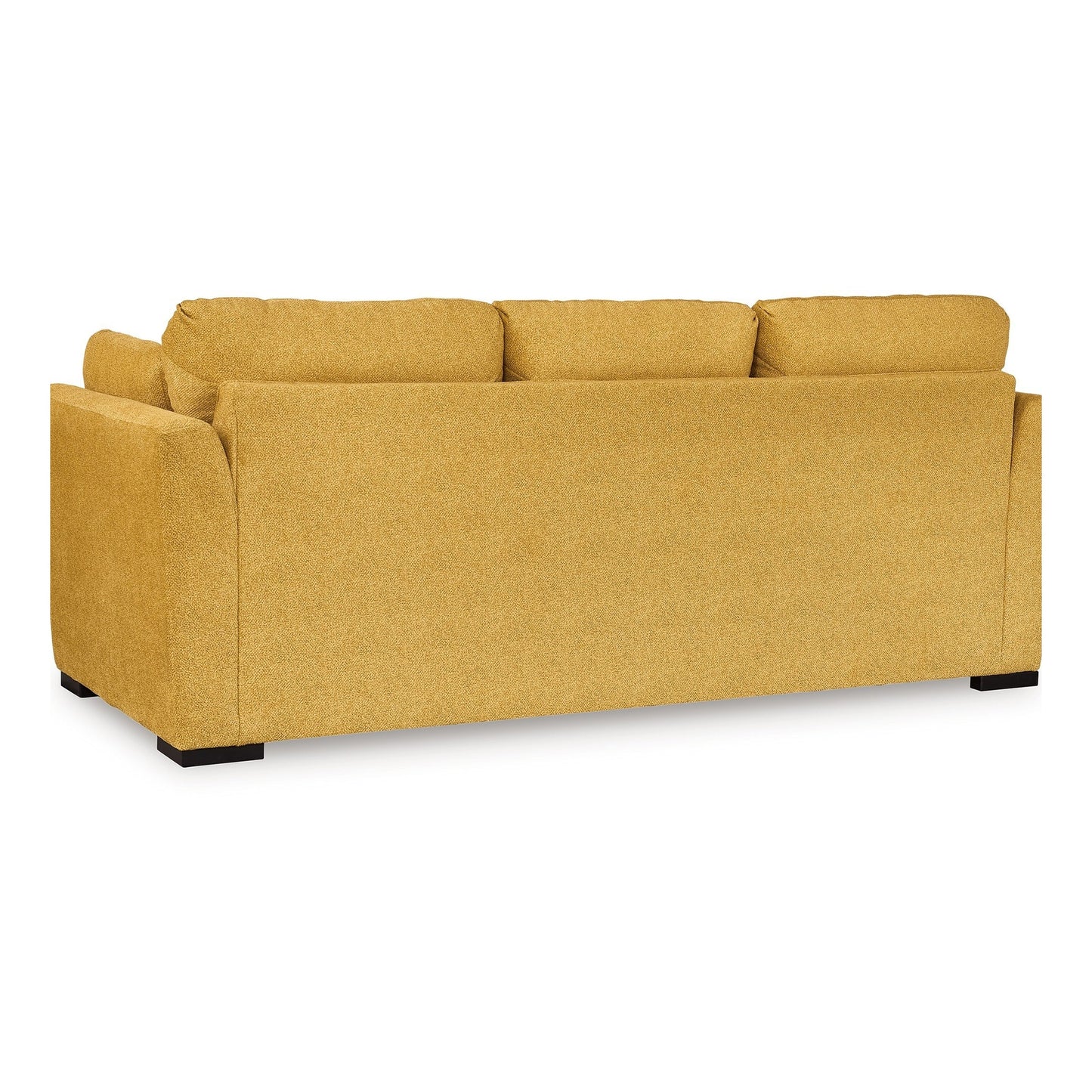 Viena Sofa, 2 Accent Throw Pillows, Soft Yellow Faux Velvet 92 Inch