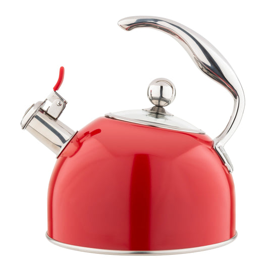 Viking 2,6 Quart roter Edelstahl-Flötenkessel mit 3-lagigem Boden