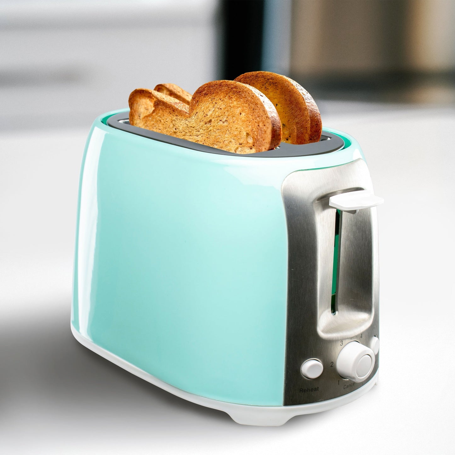 Vintage 2-Scheiben-Toaster mit extra breitem Schlitz und Cool Touch in Türkis