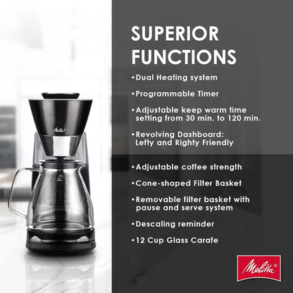 Vision 12-Tassen-Luxus-Filterkaffeemaschine mit drehbarem Armaturenbrett