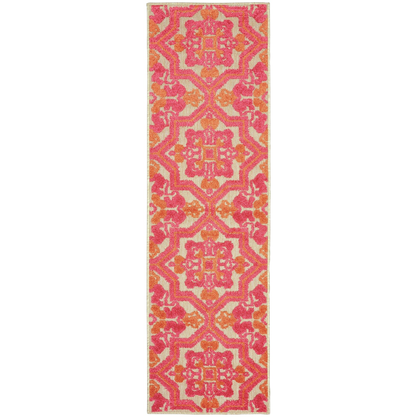 Vista Home Capri, gemischter Flor, rosa/orangefarbener Blumenteppich für drinnen und draußen.