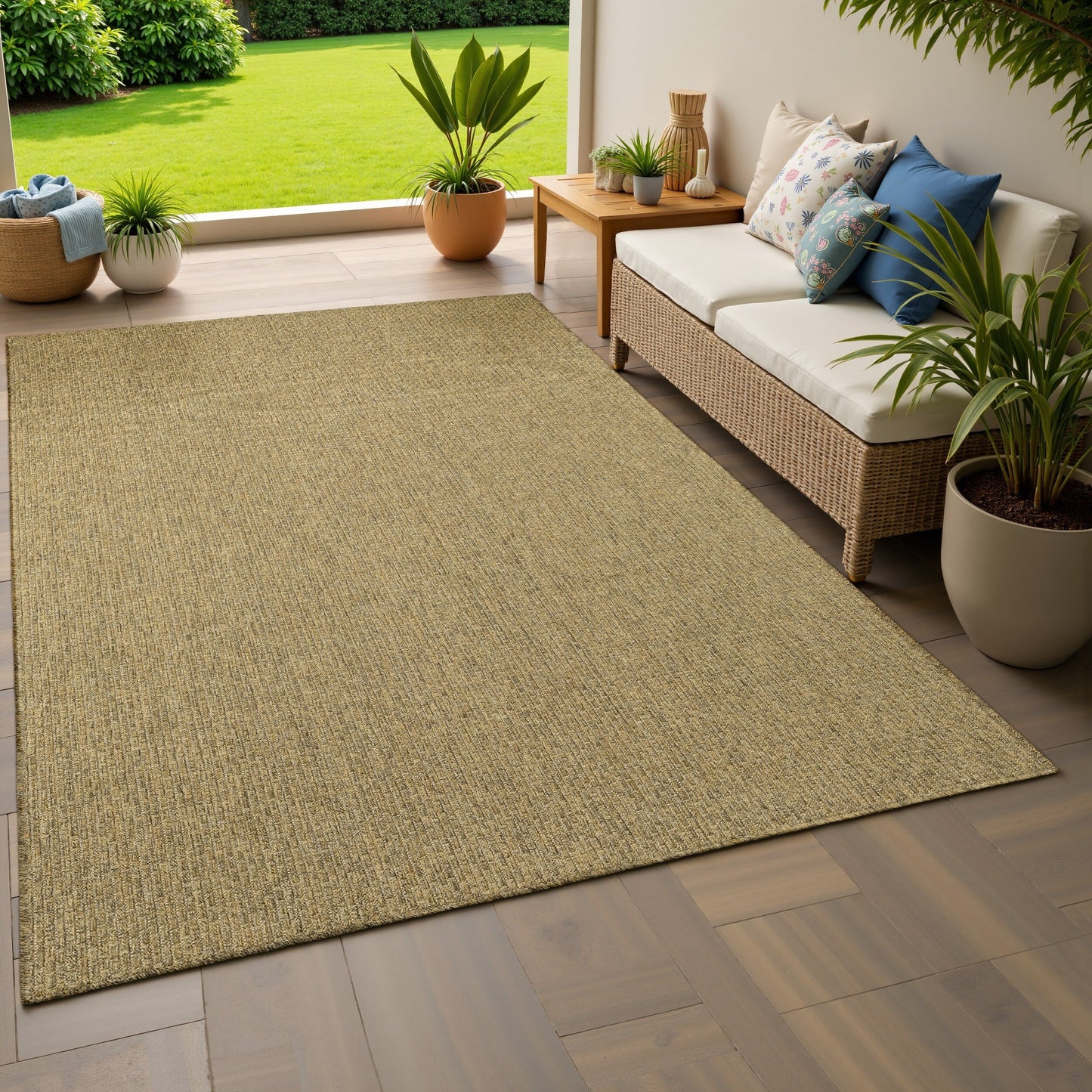 Vista Home Kauai Tonal Basket Weave Teppich für drinnen und draußen.