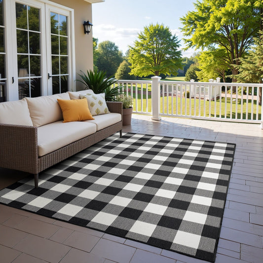 Vista Home Malta Gingham Check Teppich für drinnen und draußen