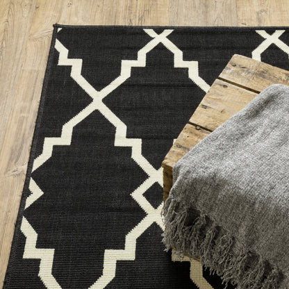 Vista Home Malta Lattice Schwarz/Off-White Teppich für drinnen und draußen.