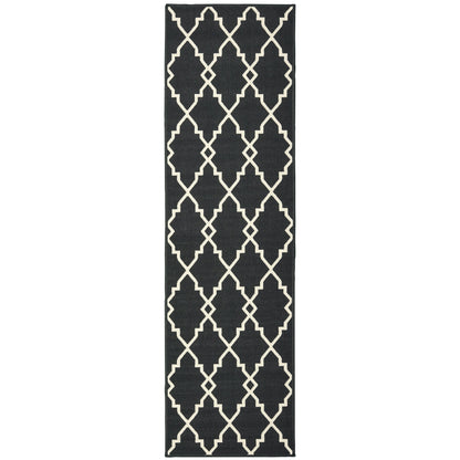 Vista Home Malta Lattice Schwarz/Off-White Teppich für drinnen und draußen.