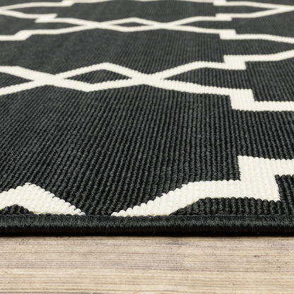 Vista Home Malta Lattice Schwarz/Off-White Teppich für drinnen und draußen.