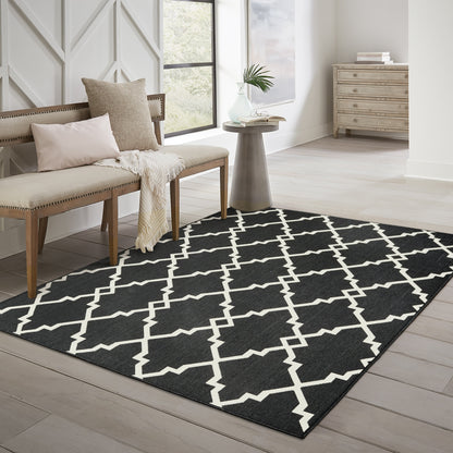Vista Home Malta Lattice Schwarz/Off-White Teppich für drinnen und draußen.