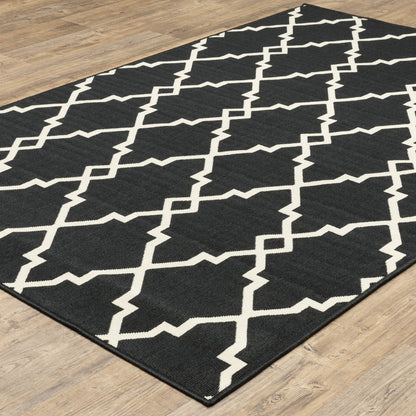 Vista Home Malta Lattice Schwarz/Off-White Teppich für drinnen und draußen.