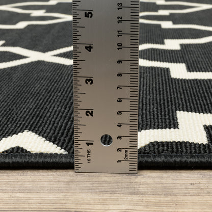 Vista Home Malta Lattice Schwarz/Off-White Teppich für drinnen und draußen.