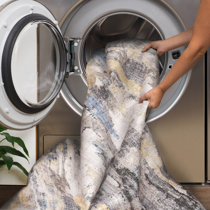 Vista Home Marissa, waschbarer abstrakter Teppich für den Innenbereich, Grau/Blau