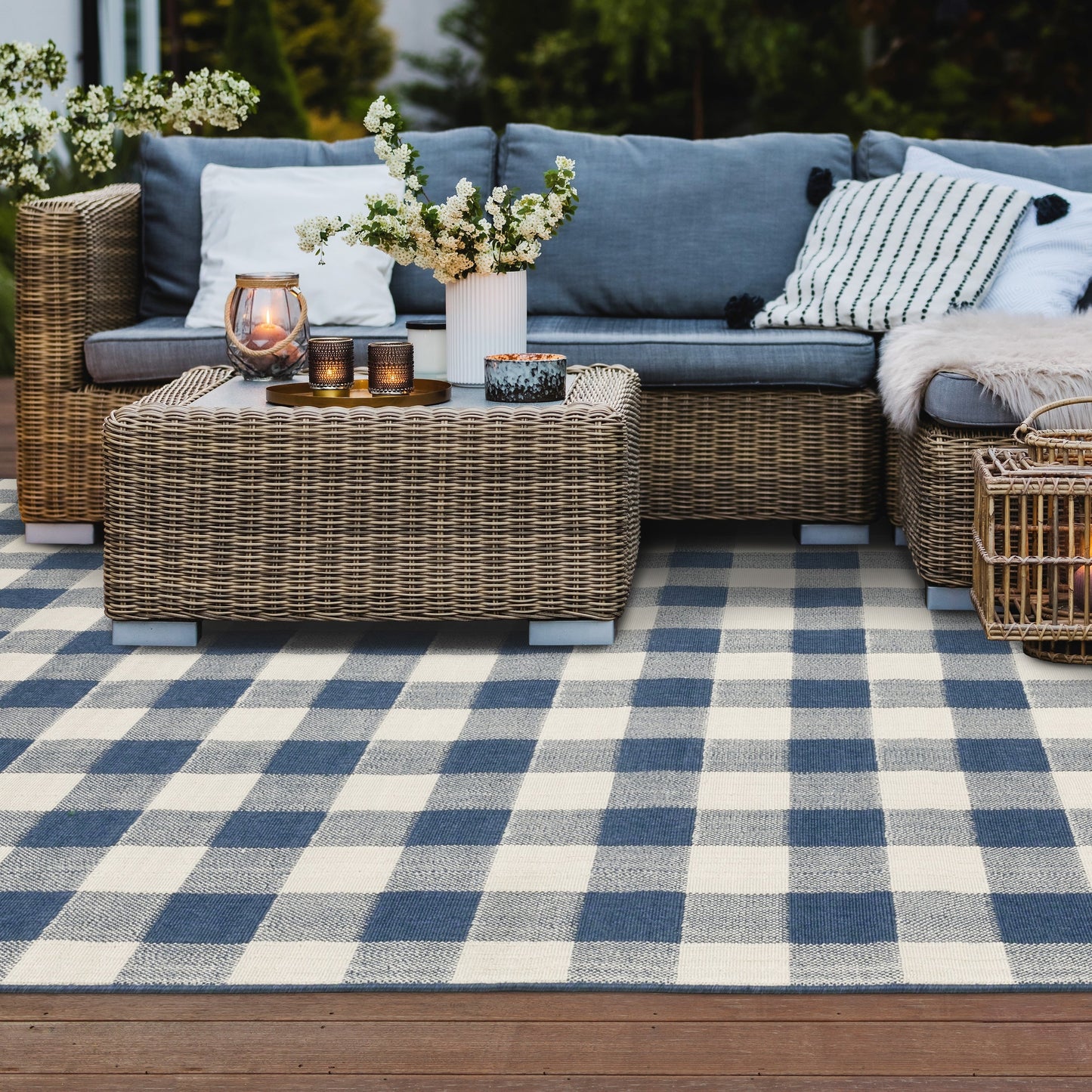 Vista Home Malta Gingham Check Teppich für drinnen und draußen