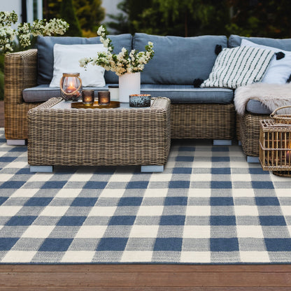 Vista Home Malta Gingham Check Teppich für drinnen und draußen