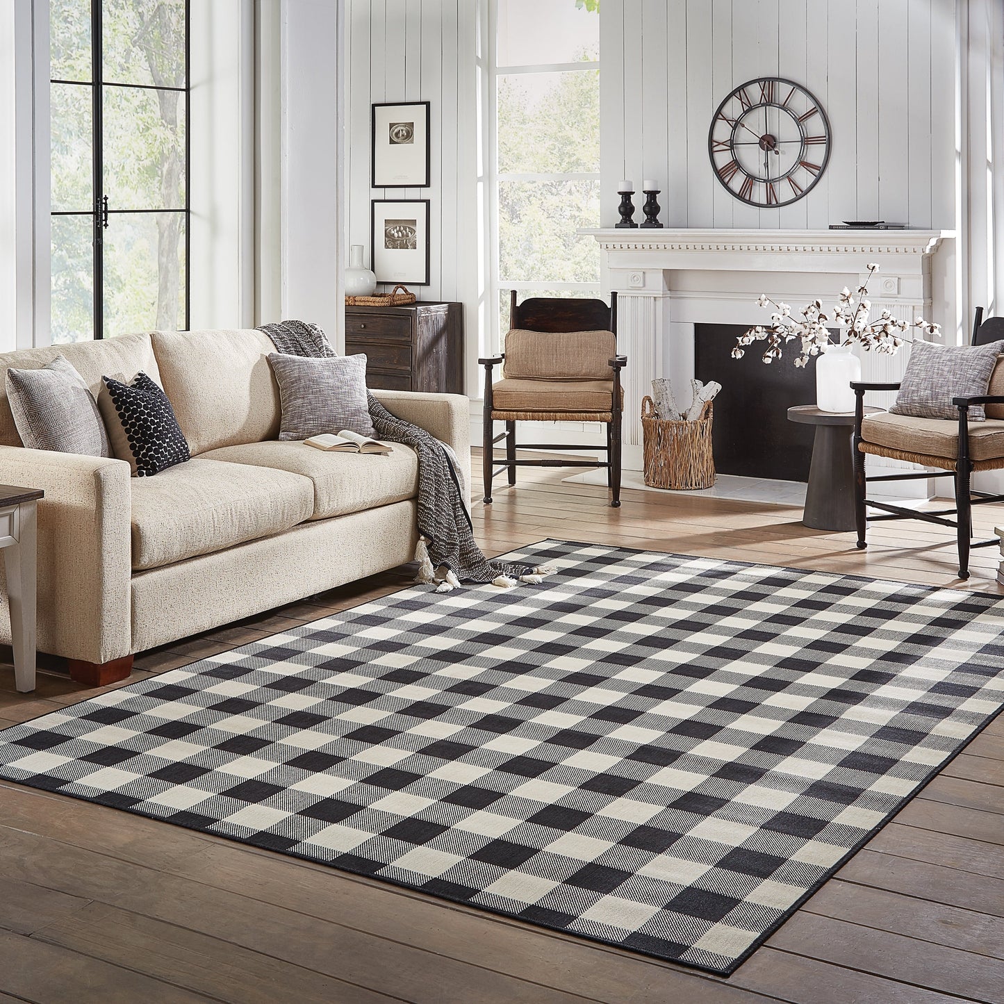 Vista Home Malta Gingham Check Teppich für drinnen und draußen