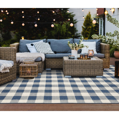 Vista Home Malta Gingham Check Teppich für drinnen und draußen