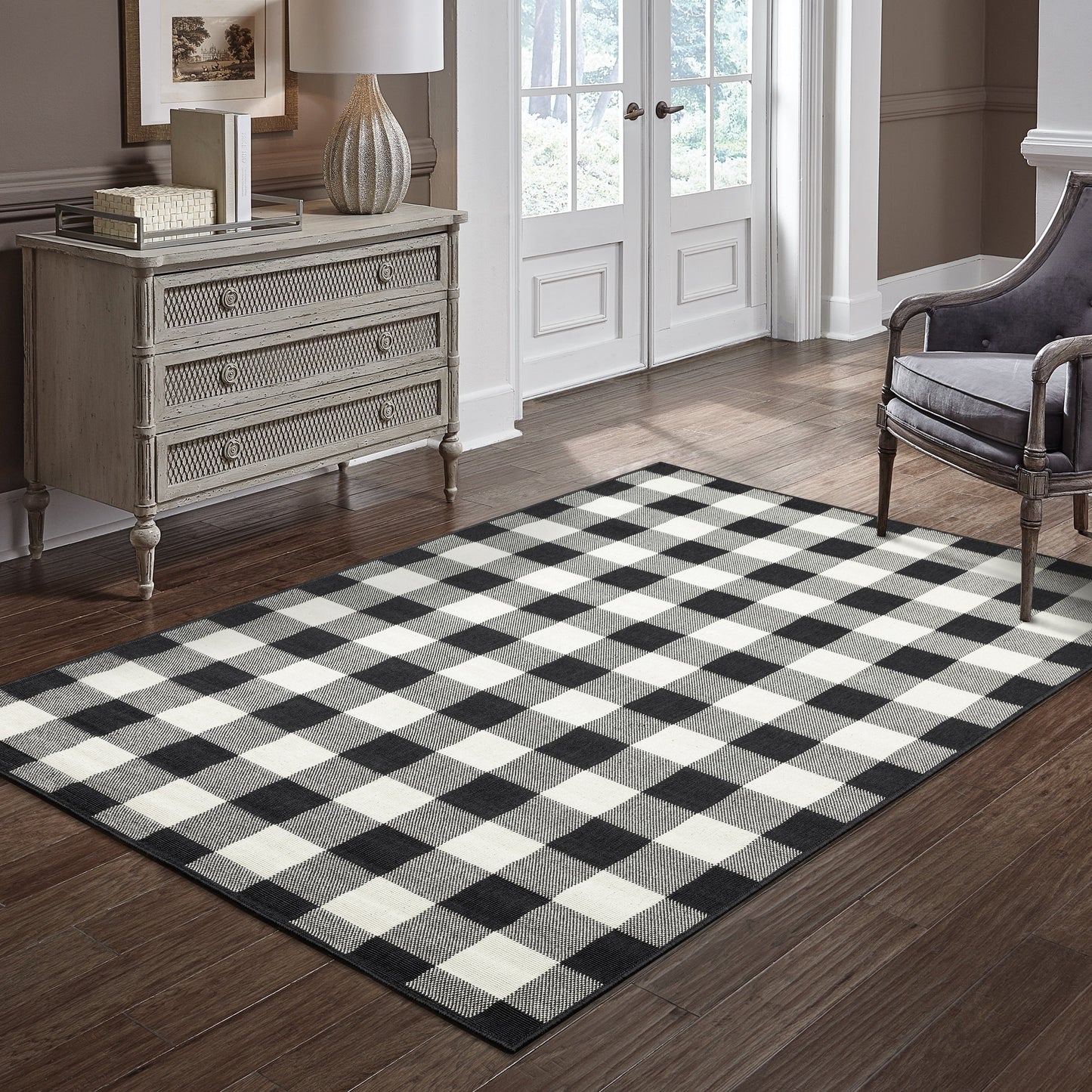Vista Home Malta Gingham Check Teppich für drinnen und draußen
