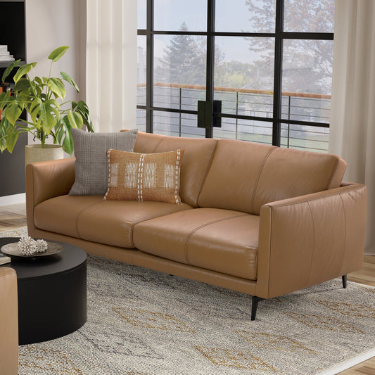 WYNDENHALL Danbury Modern Mid-Century 81 Wide Sofa in Genuine Leather