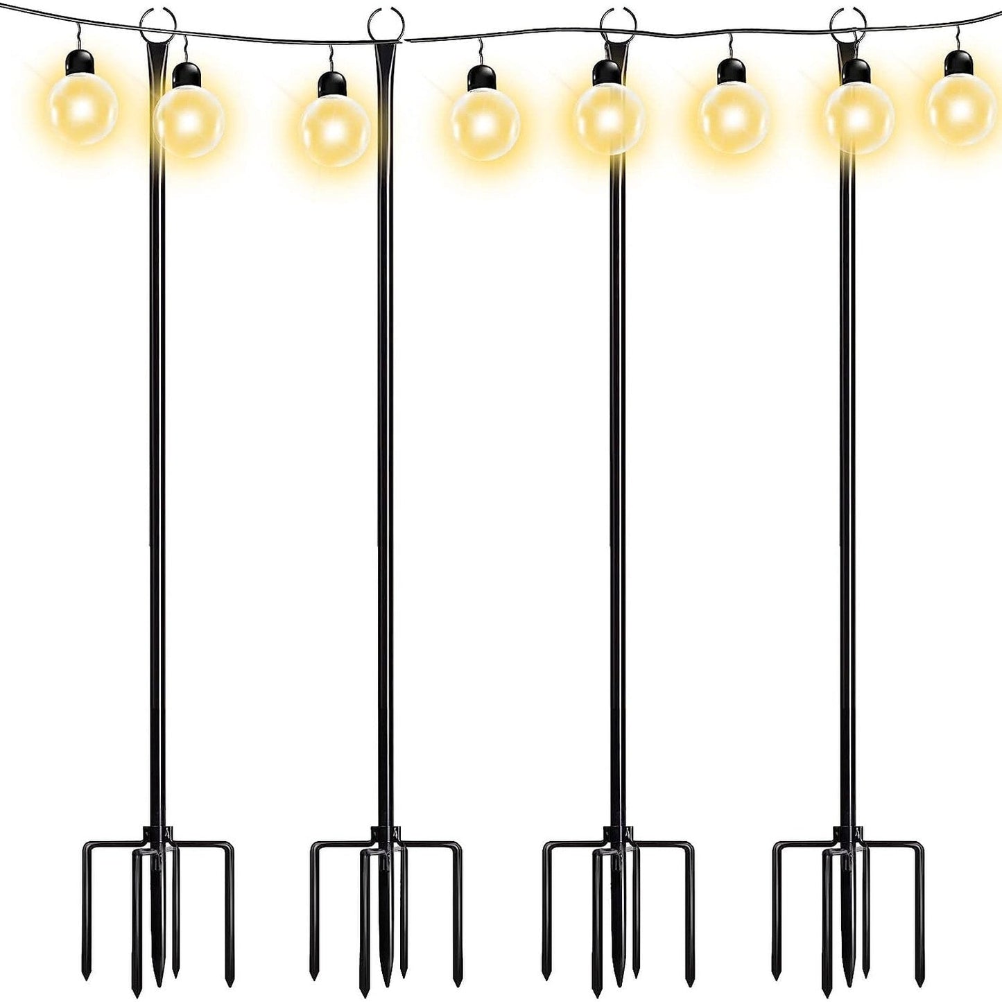 WaLensee 9,4 FT Lichterkettenmasten mit Haken zum Aufhängen von Lichterketten für Gartenpartys, Terrassen, Weihnachten, Hochzeiten