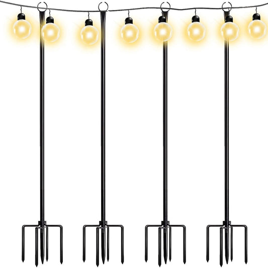 WaLensee 9,4 FT Lichterkettenmasten mit Haken zum Aufhängen von Lichterketten für Gartenpartys, Terrassen, Weihnachten, Hochzeiten