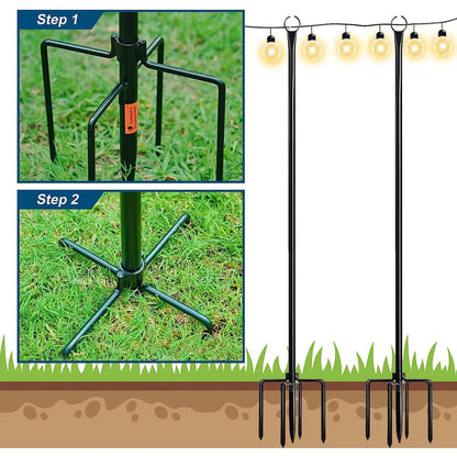 WaLensee 9,4 FT Lichterkettenmasten mit Haken zum Aufhängen von Lichterketten für Gartenpartys, Terrassen, Weihnachten, Hochzeiten