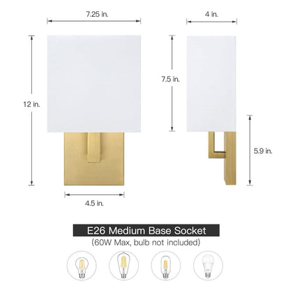 Wandleuchte mit weißem Stoffschirm
