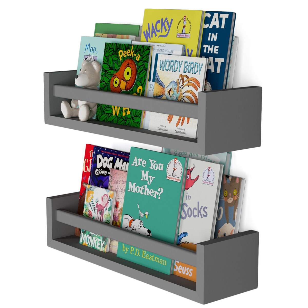 Wallniture Elba Wandregale für Kinder, Aufbewahrung für Spielzeug, Bücherregal aus Holz, 2er-Set – N/A