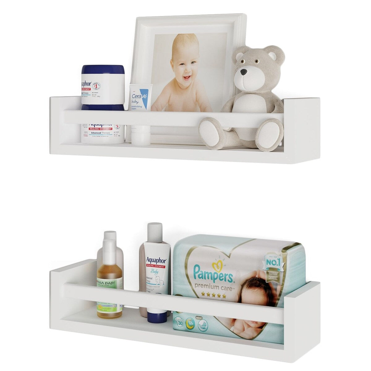 Wallniture Elba Wandregale für Kinder, Aufbewahrung für Spielzeug, Bücherregal aus Holz, 2er-Set – N/A