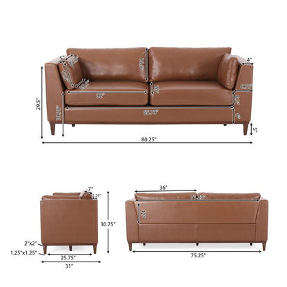 Warbler Faux Leather 3 Seater Sofa by Christopher Knight Home