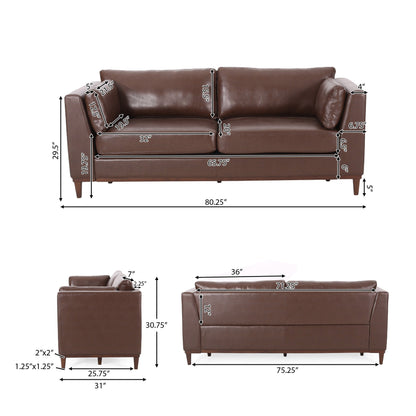 Warbler Faux Leather 3 Seater Sofa by Christopher Knight Home
