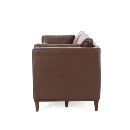 Warbler Faux Leather 3 Seater Sofa by Christopher Knight Home