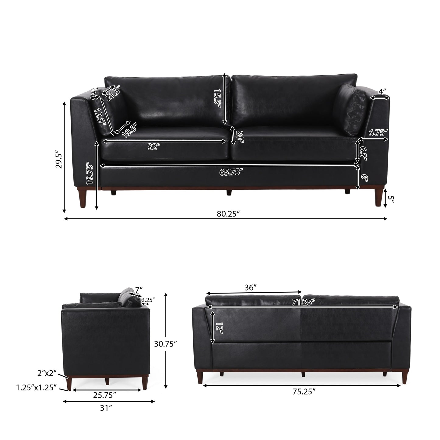 Warbler Faux Leather 3 Seater Sofa by Christopher Knight Home