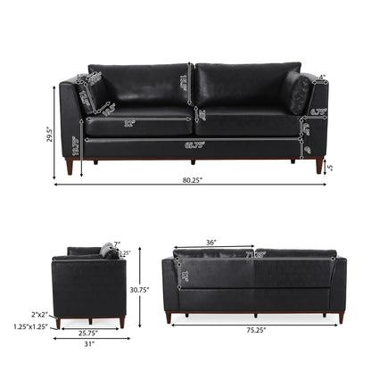 Warbler Faux Leather 3 Seater Sofa by Christopher Knight Home