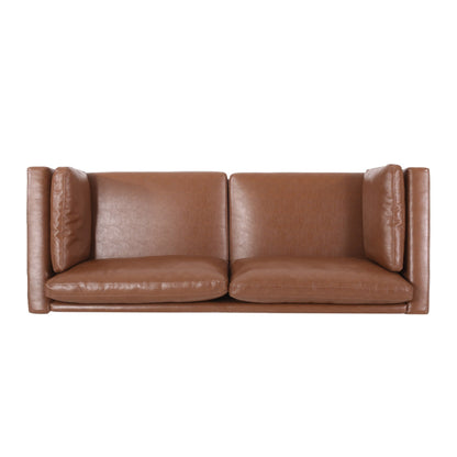 Warbler Faux Leather 3 Seater Sofa by Christopher Knight Home