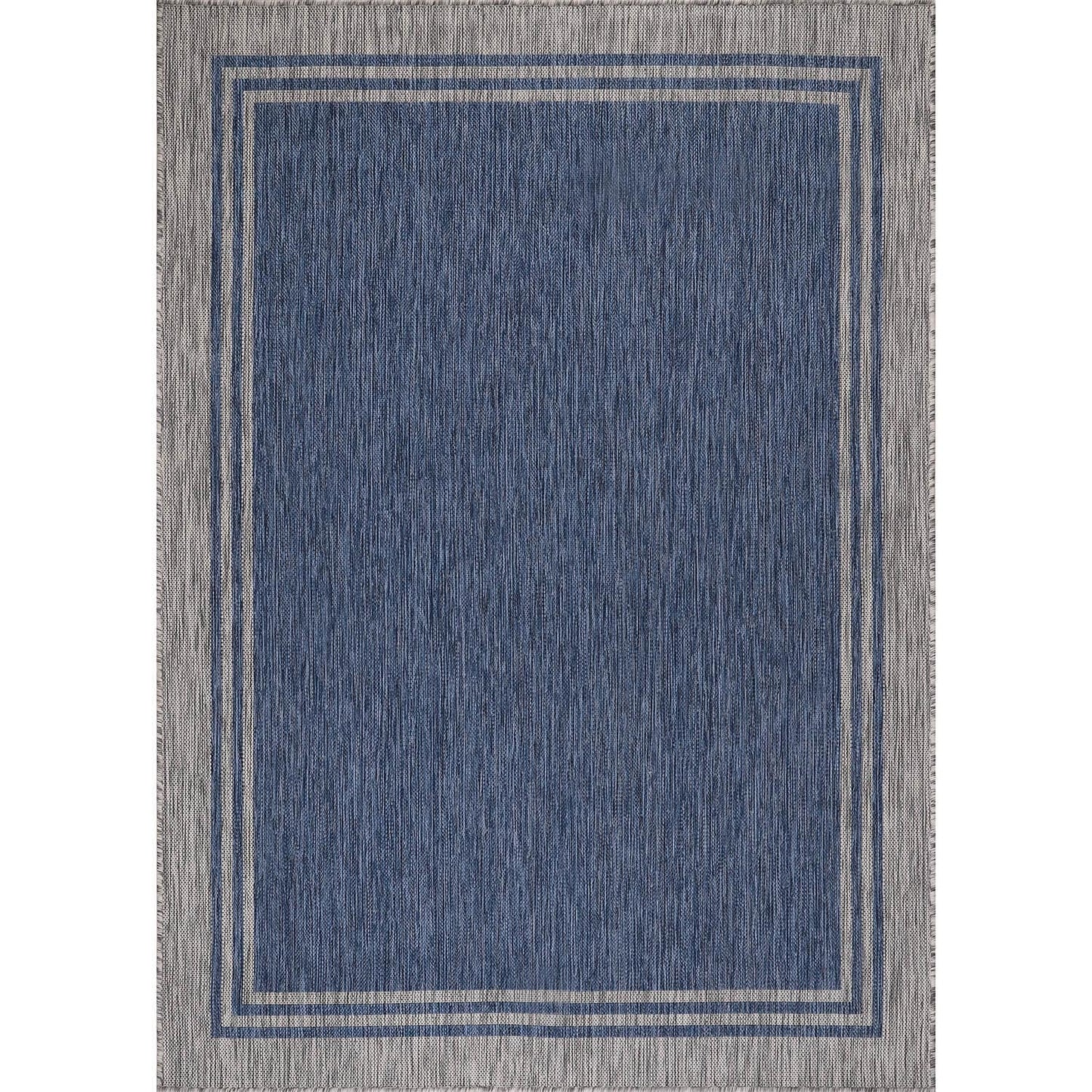 Waschbarer Teppich mit Bordüre für drinnen und draußen, für Terrasse, Deck, Veranda