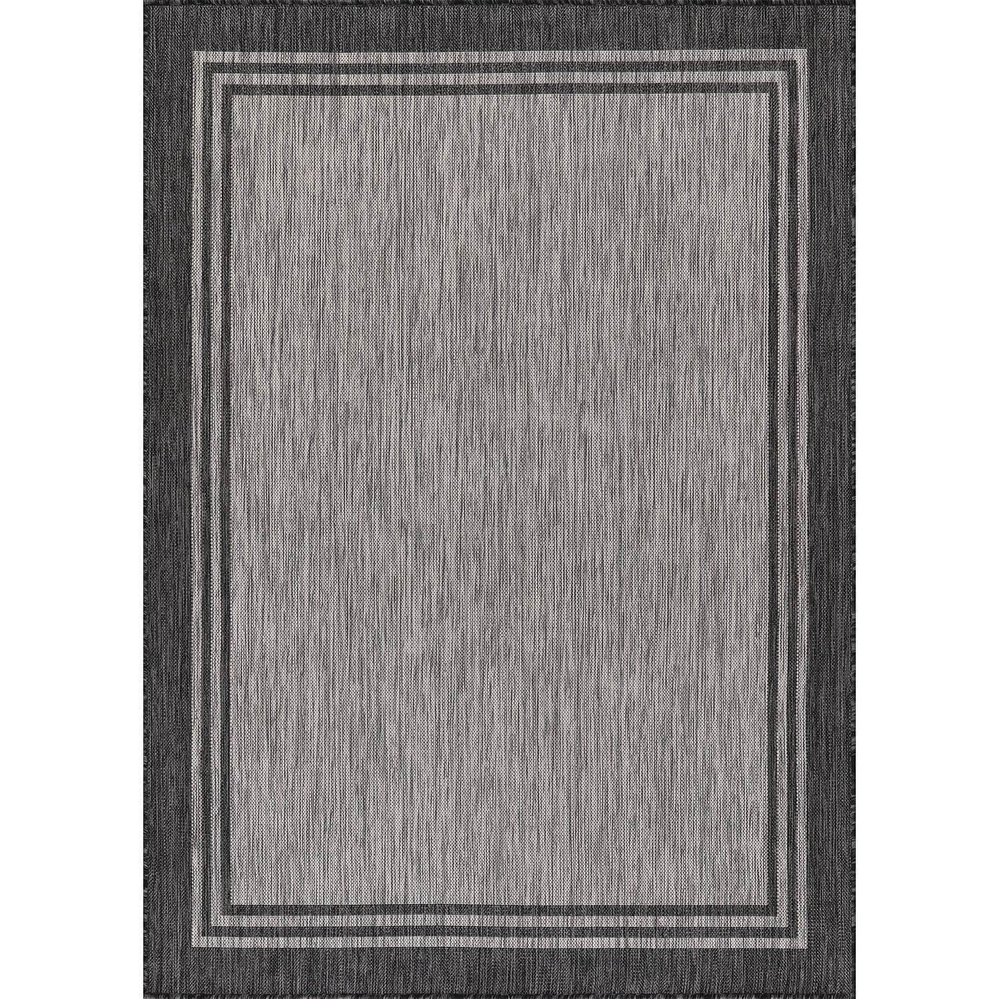 Waschbarer Teppich mit Bordüre für drinnen und draußen, für Terrasse, Deck, Veranda