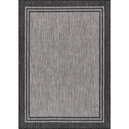Waschbarer Teppich mit Bordüre für drinnen und draußen, für Terrasse, Deck, Veranda