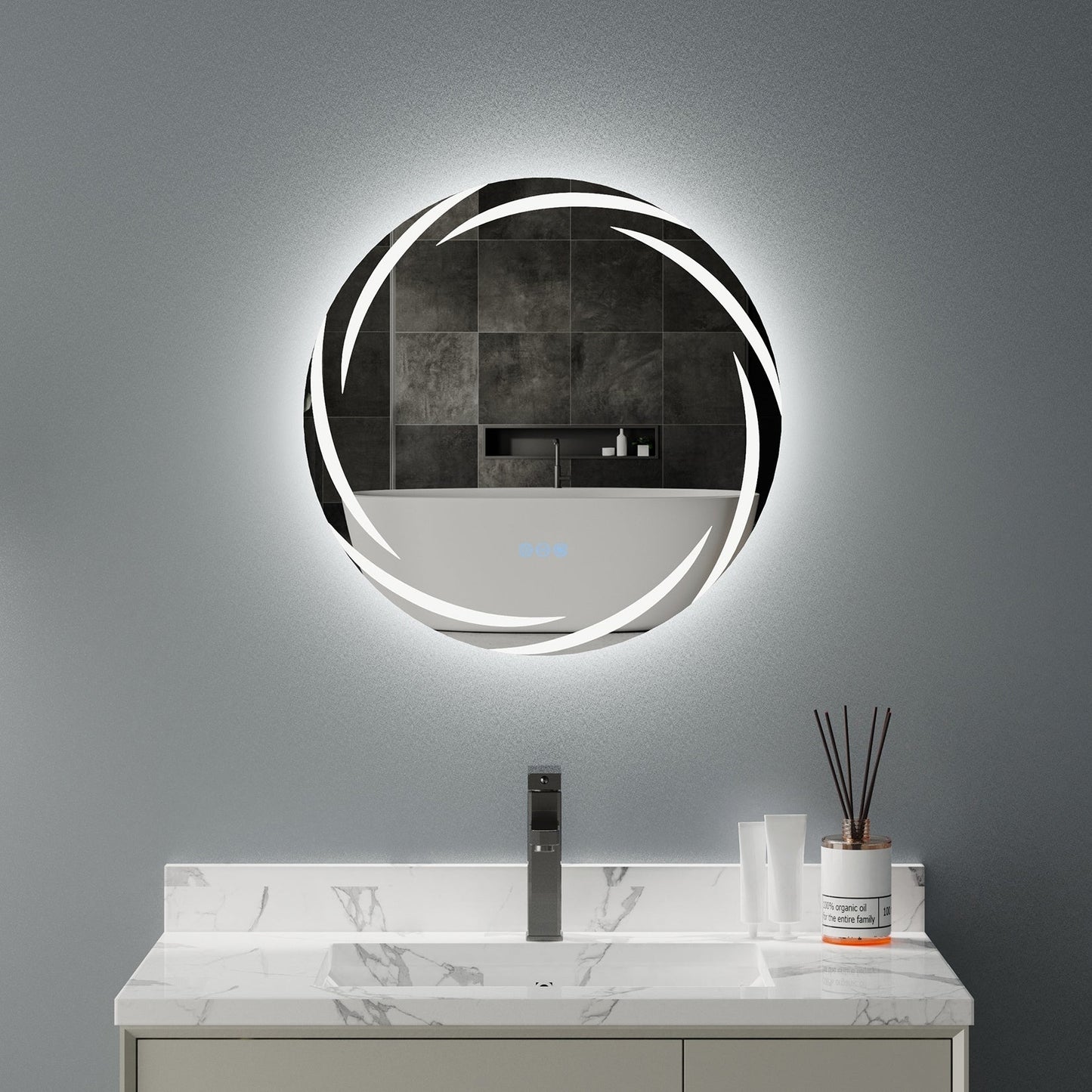 Wasserdichter LED-Touch-Licht-Badezimmerspiegel Anti-Beschlag-Waschtisch dimmbar