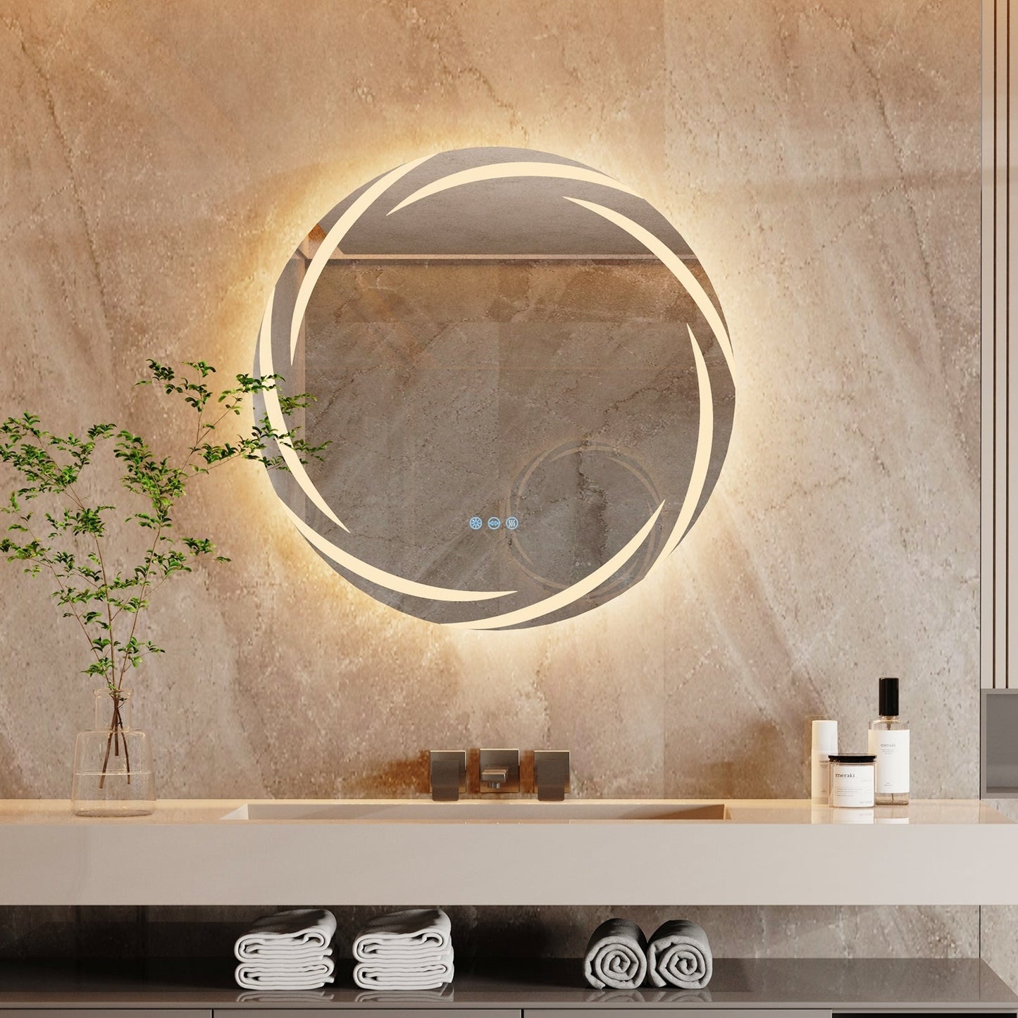Wasserdichter LED-Touch-Licht-Badezimmerspiegel Anti-Beschlag-Waschtisch dimmbar