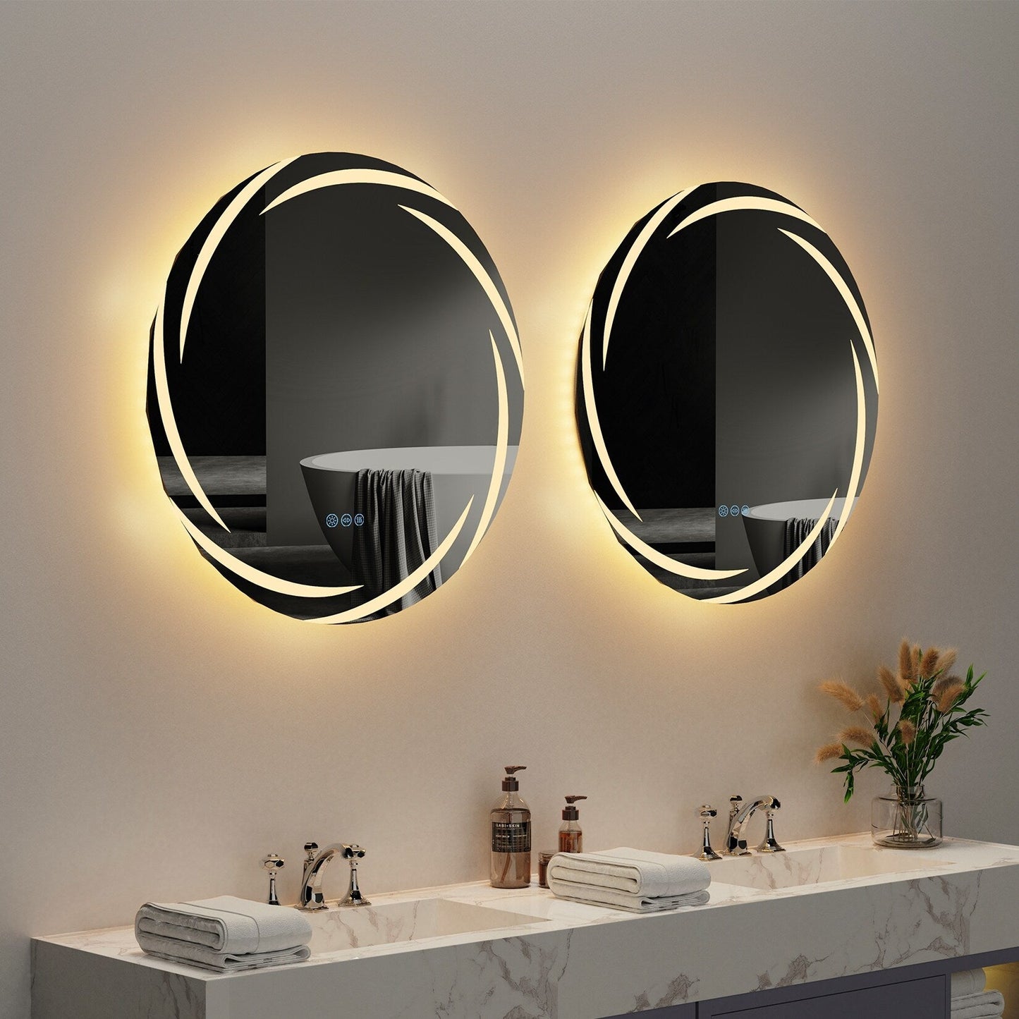 Wasserdichter LED-Touch-Licht-Badezimmerspiegel Anti-Beschlag-Waschtisch dimmbar
