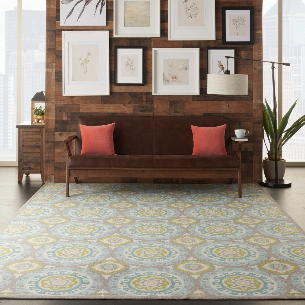 Waverly Sun N' Shade Indoor Outdoor Boho Medallion Area Teppich