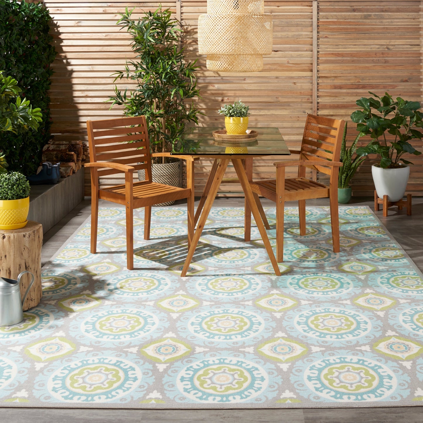 Waverly Sun N' Shade Indoor Outdoor Boho Medallion Area Teppich