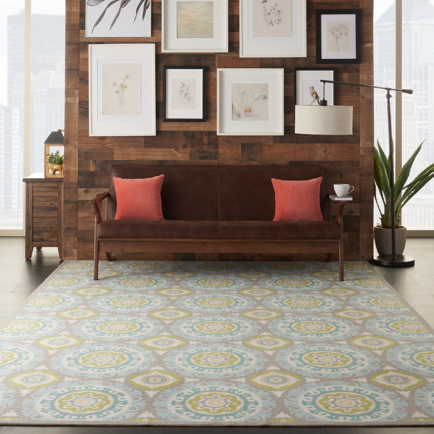 Waverly Sun N' Shade Indoor Outdoor Boho Medallion Area Teppich