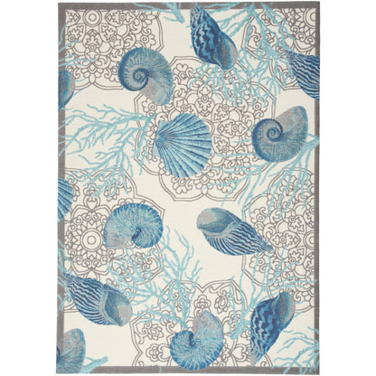 Waverly Sun &amp; Shade Shore Thing Teppich für drinnen und draußen, tropische Muscheln, Blumenmuster