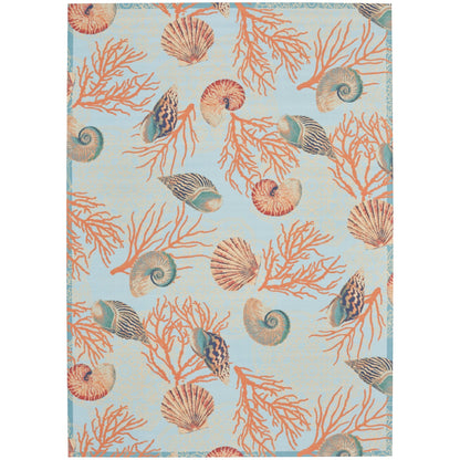 Waverly Sun &amp; Shade Shore Thing Teppich für drinnen und draußen, tropische Muscheln, Blumenmuster