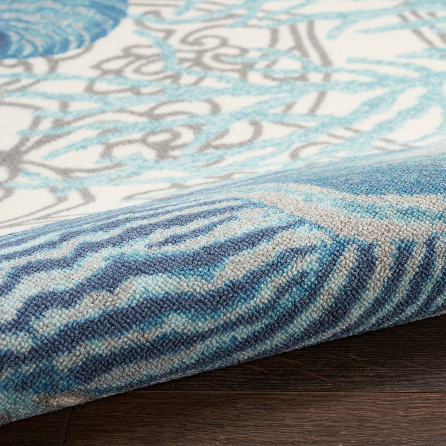 Waverly Sun &amp; Shade Shore Thing Teppich für drinnen und draußen, tropische Muscheln, Blumenmuster