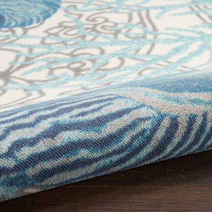 Waverly Sun &amp; Shade Shore Thing Teppich für drinnen und draußen, tropische Muscheln, Blumenmuster