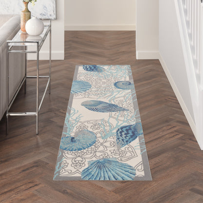 Waverly Sun &amp; Shade Shore Thing Teppich für drinnen und draußen, tropische Muscheln, Blumenmuster