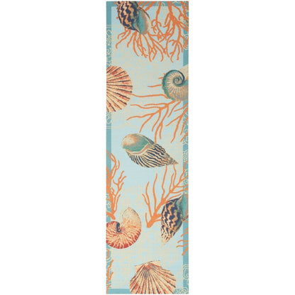 Waverly Sun &amp; Shade Shore Thing Teppich für drinnen und draußen, tropische Muscheln, Blumenmuster