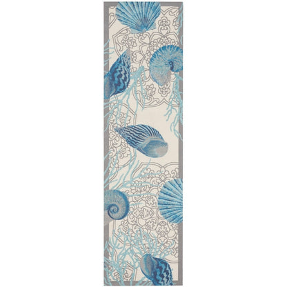Waverly Sun &amp; Shade Shore Thing Teppich für drinnen und draußen, tropische Muscheln, Blumenmuster